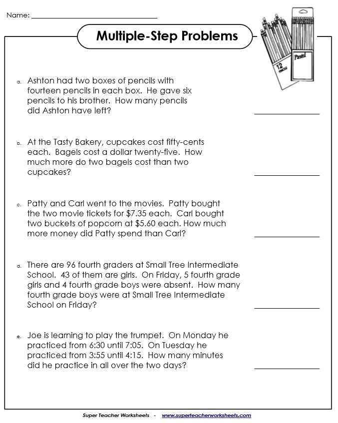 Two Step Word Problem Worksheets